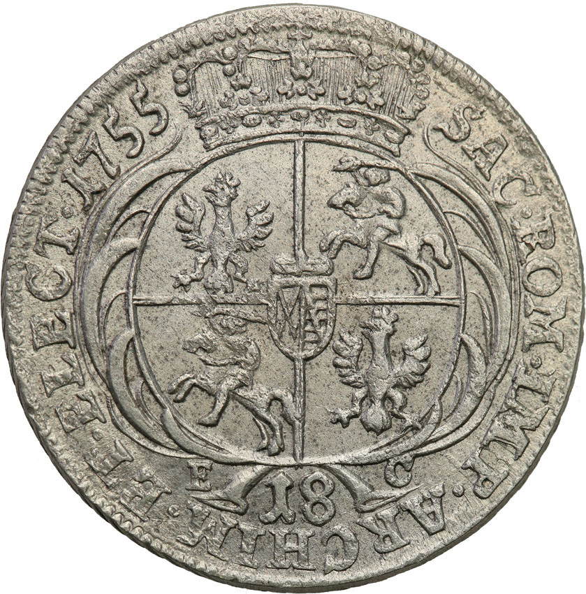 August III Sas. Ort (18 groszy) 1755, Lipsk